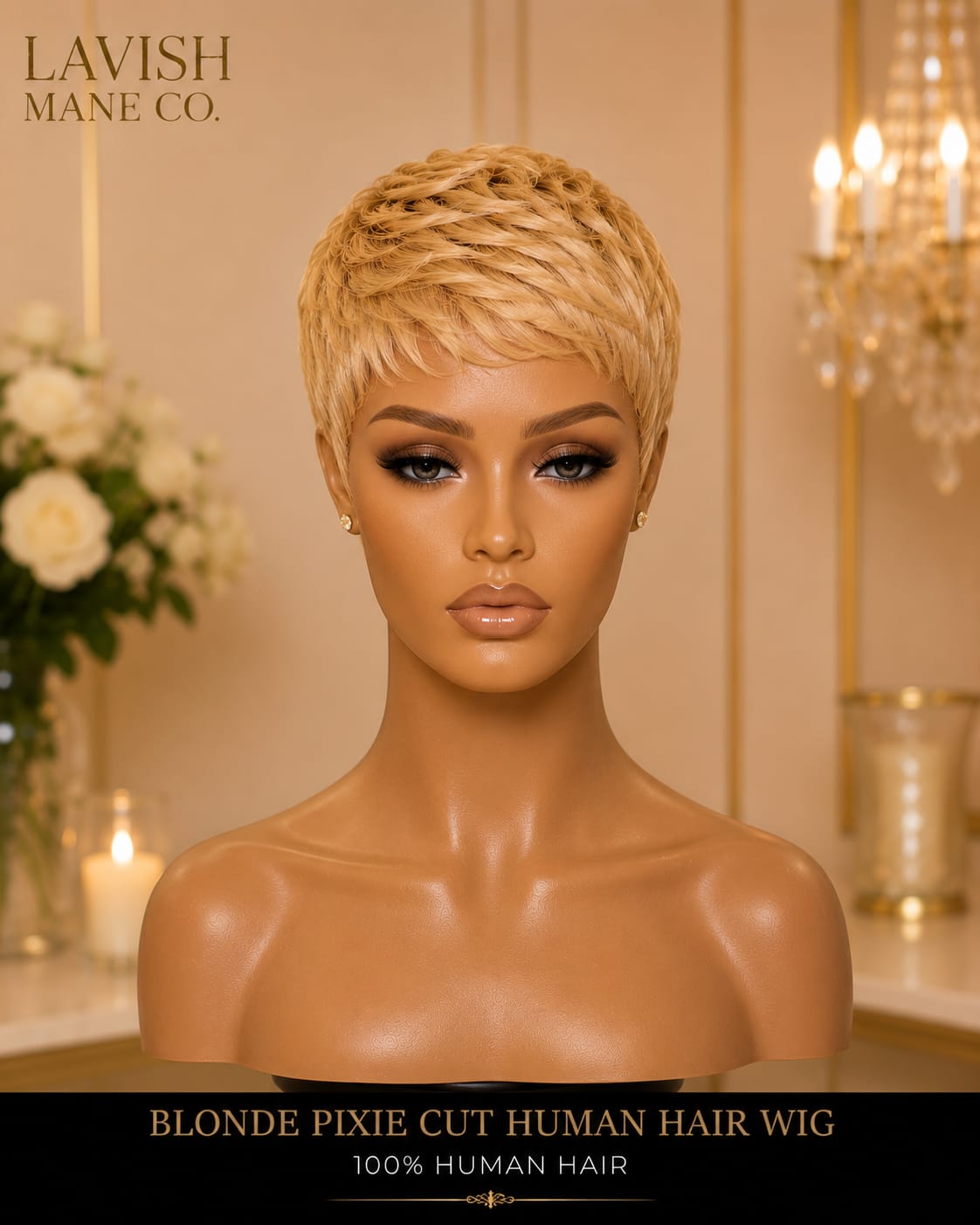 Blonde Pixie Cut Human Hair Wig – 100% Human Hair