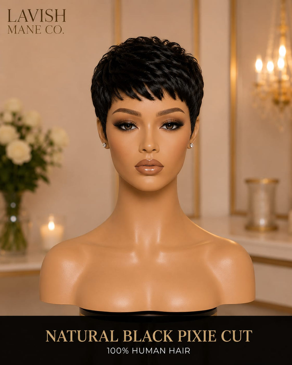 Natural Black Pixie Cut Human Hair Wig – 100% Human Hair SA