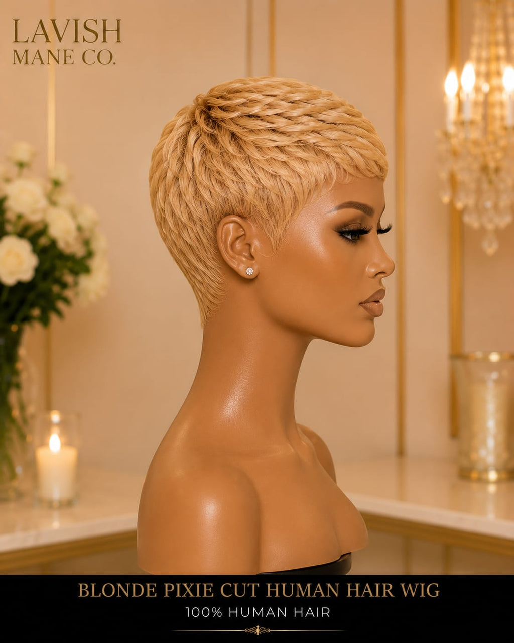 Blonde Pixie Cut Human Hair Wig – 100% Human Hair