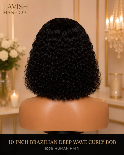 10 inch Brazilian Deep Wave Curly Bob Wig