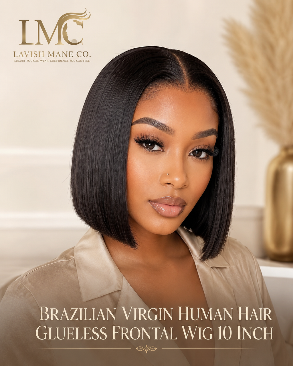 10 inch Brazilian Virgin Human Hair Glueless Frontal Bob Wig