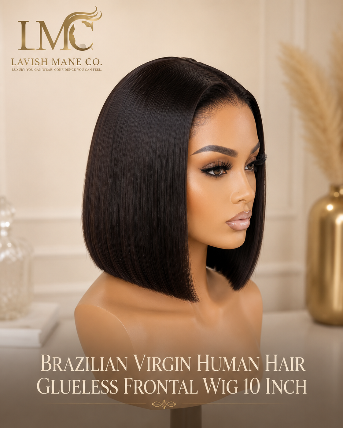 10 inch Brazilian Virgin Human Hair Glueless Frontal Bob Wig