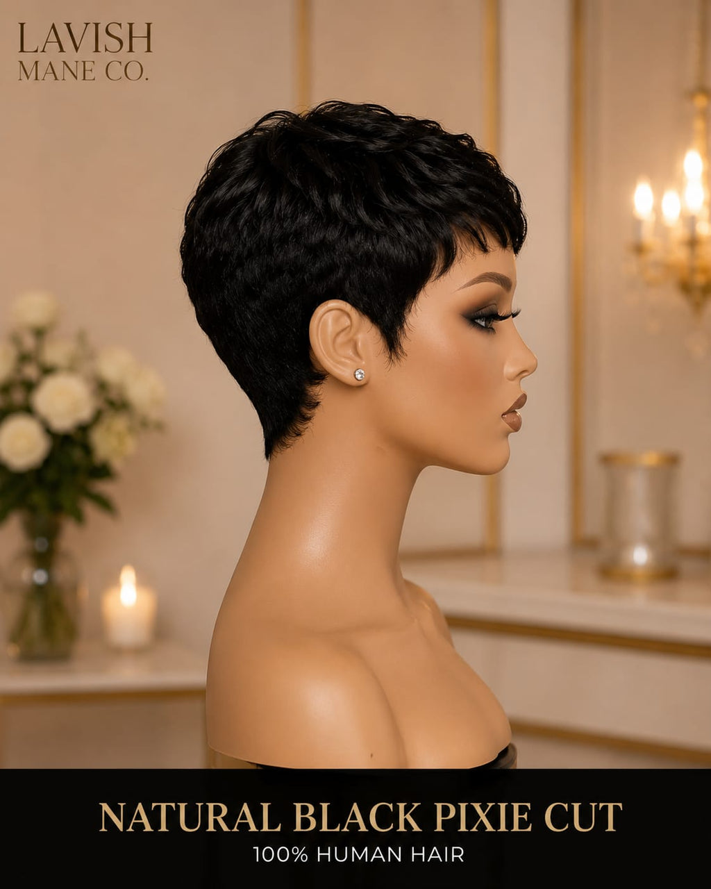 Natural Black Pixie Cut Human Hair Wig – 100% Human Hair SA