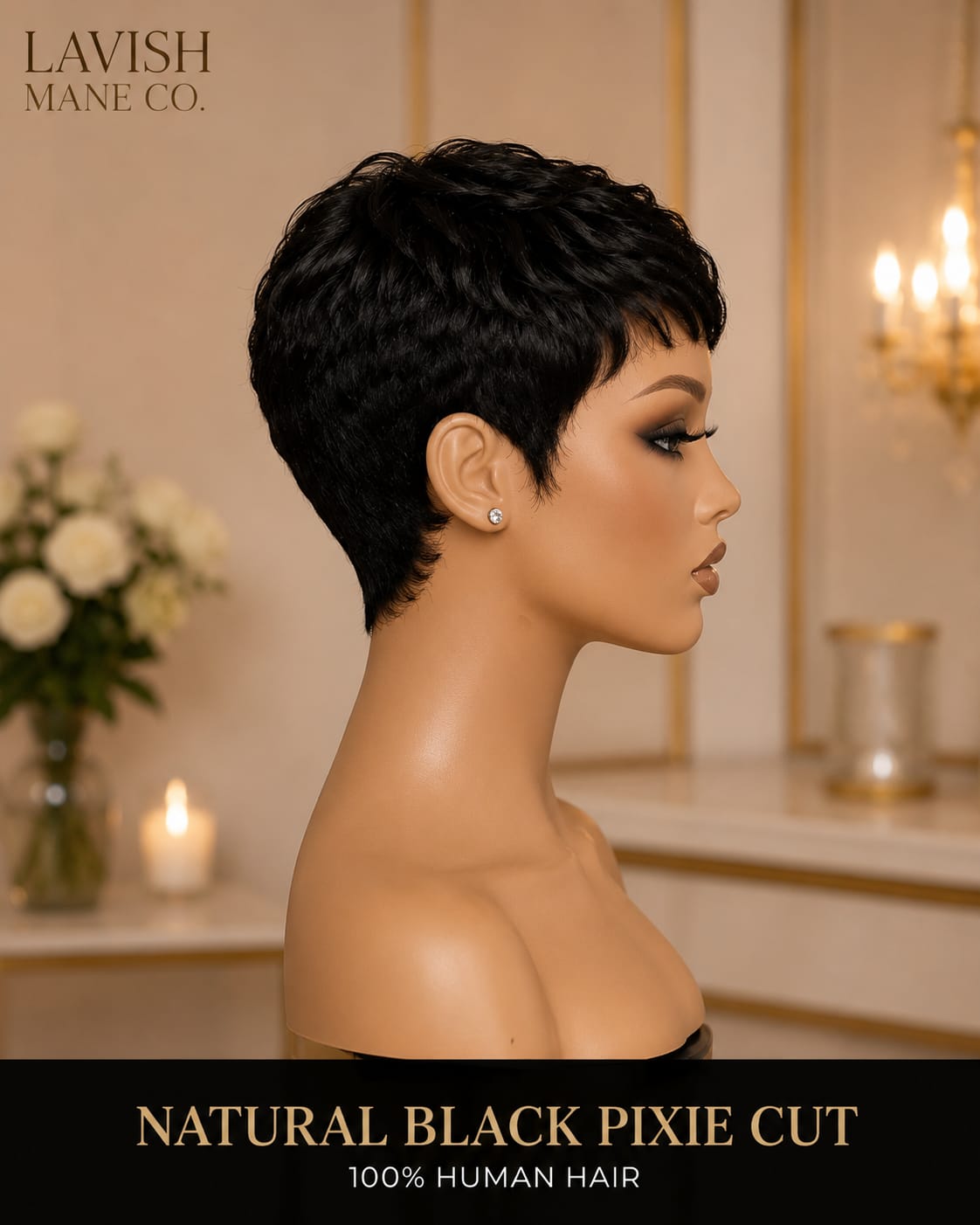 Natural Black Pixie Cut Human Hair Wig – 100% Human Hair SA