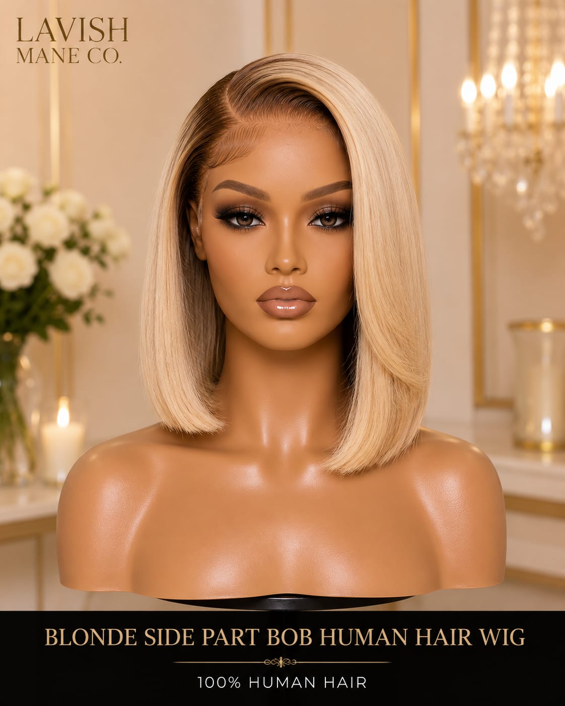Blonde Side-Part Bob 100% Human Hair
