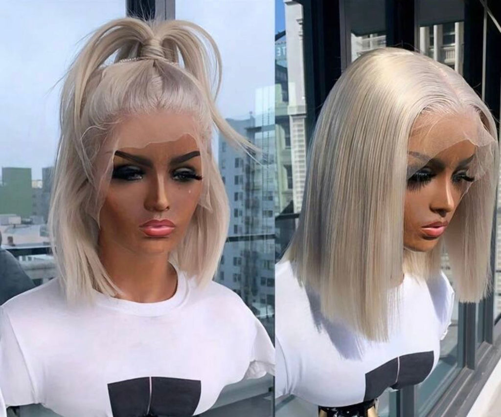 10” Glueless Warm Light Blonde Bob 100% Human Hair Wig