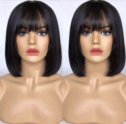 10” Glueless Fringe Bob Wig – No Lace | 100% Human Hair