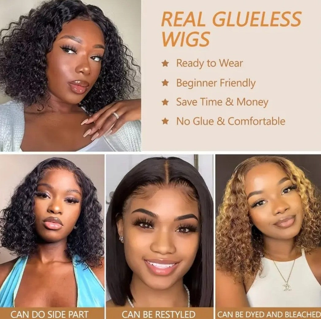 12 inch Glueless Piano Color Curly Pixie Wig – 100% Human Hair