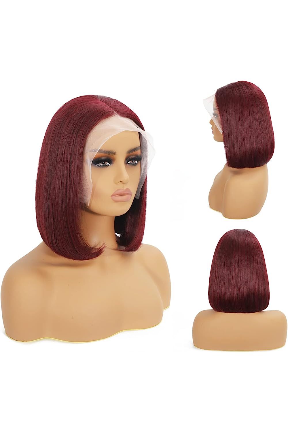 10” Glueless Burgundy Bob 100% Human Hair Wig