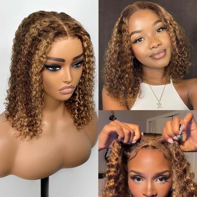 12 inch Glueless Piano Color Curly Pixie Wig – 100% Human Hair