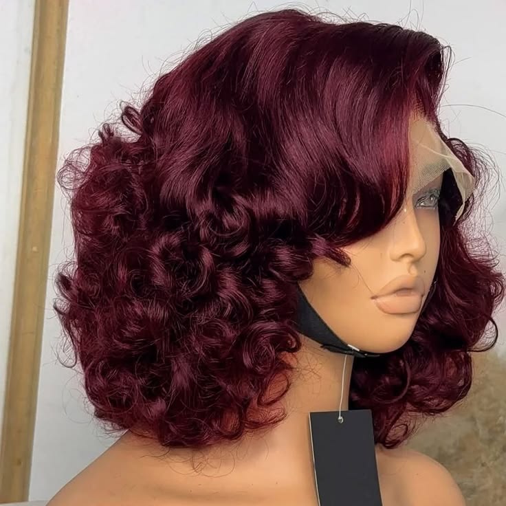 10” Glueless Burgundy Bob 100% Human Hair Wig