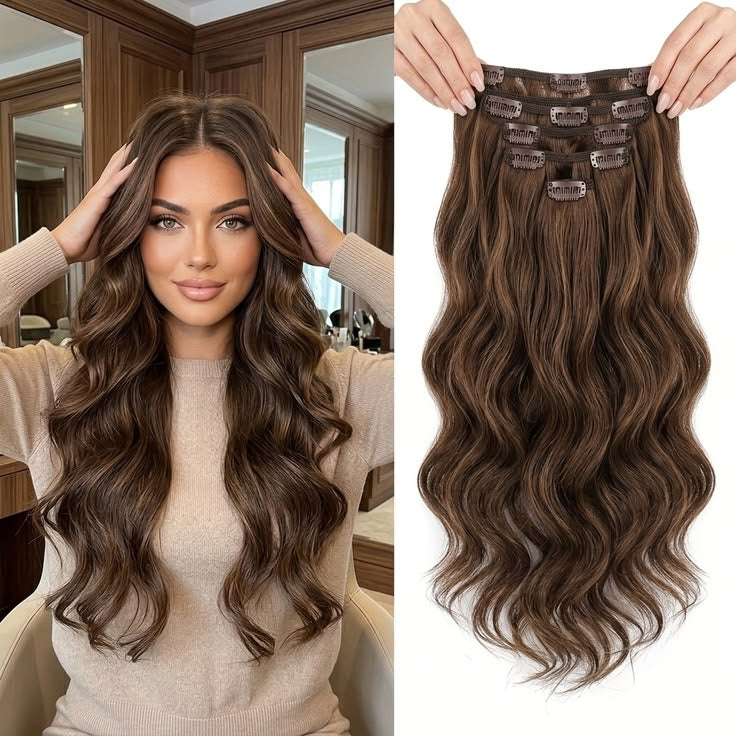 Long Brown Clip-In Hair Extensions – 100% Human Hair SA