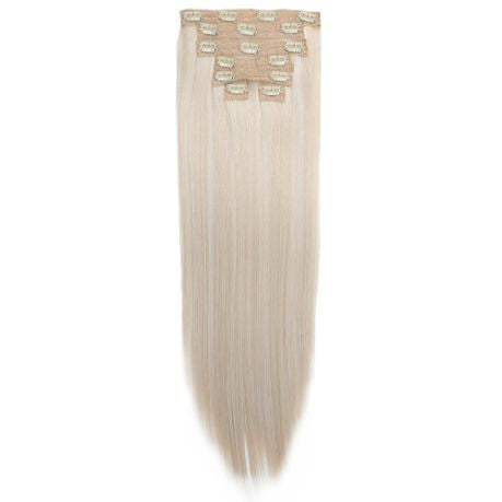 Gold 24 Inch Straight Synthetic Clip-In Hair Extensions | 7 Pieces | 16 Clips