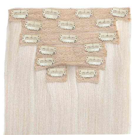 Gold 24 Inch Straight Synthetic Clip-In Hair Extensions | 7 Pieces | 16 Clips