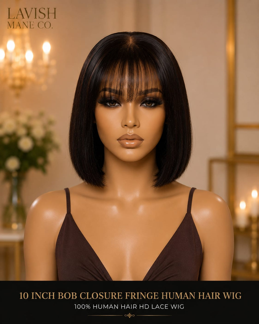 10 Inch Bob Closure Fringe Human Hair Wig