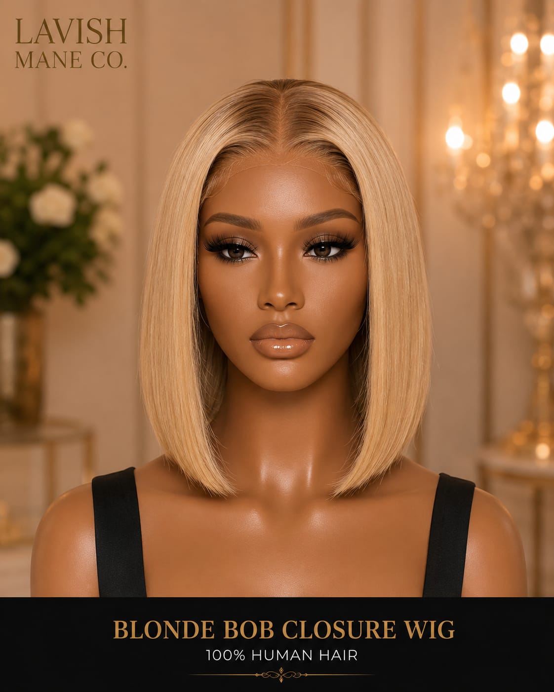 Blonde Bob Closure Wig – 100% Human Hair