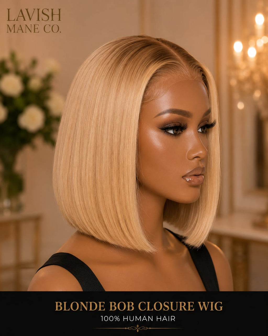 Blonde Bob Closure Wig – 100% Human Hair