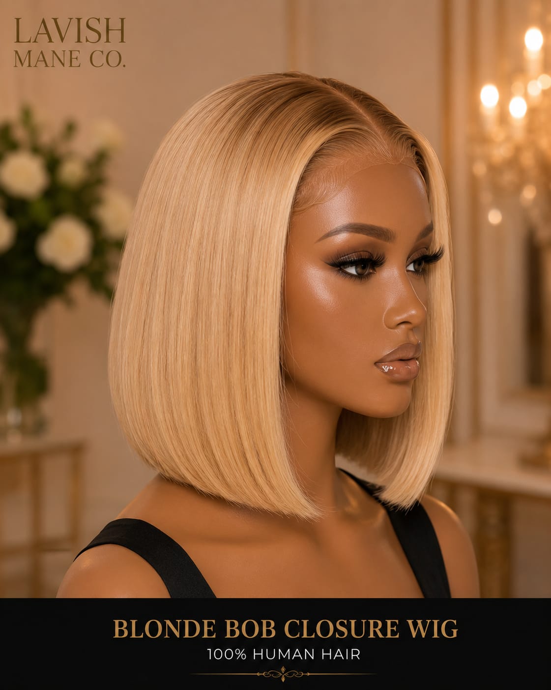 Blonde Bob Closure Wig – 100% Human Hair