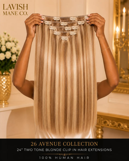 24 Inch Two-Tone Blonde Clip-In Hair Extensions | 26th Avenue Collection