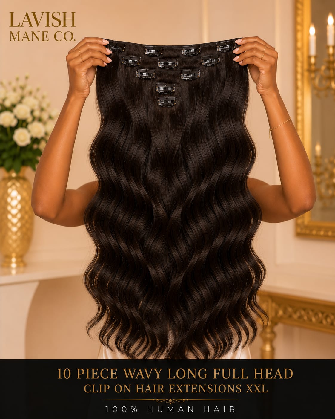 10 Piece XXL Wavy Long Full Head Clip-In Hair Extensions