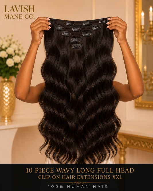 10 Piece XXL Wavy Long Full Head Clip-In Hair Extensions