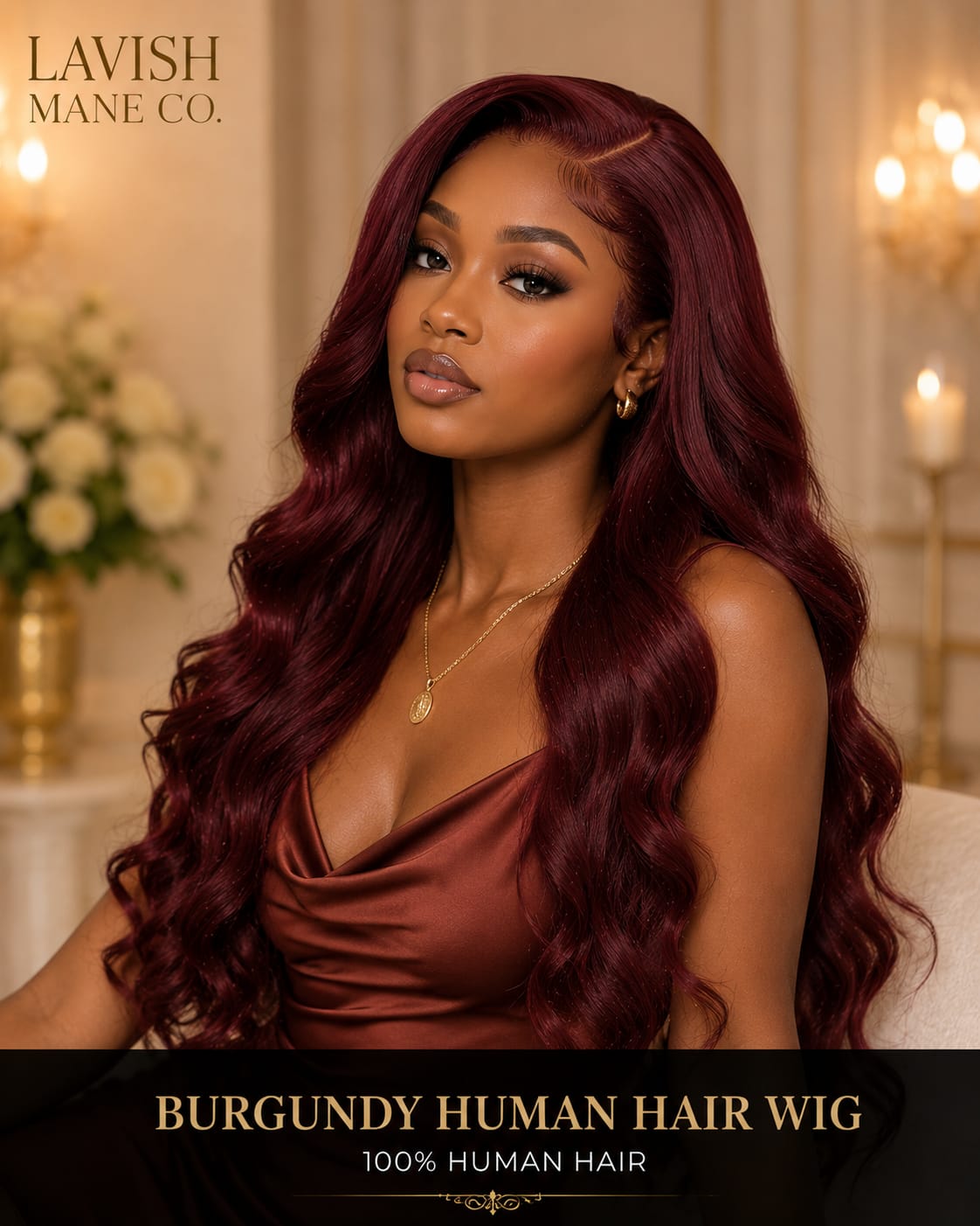 Burgundy 100% Human Hair Wig