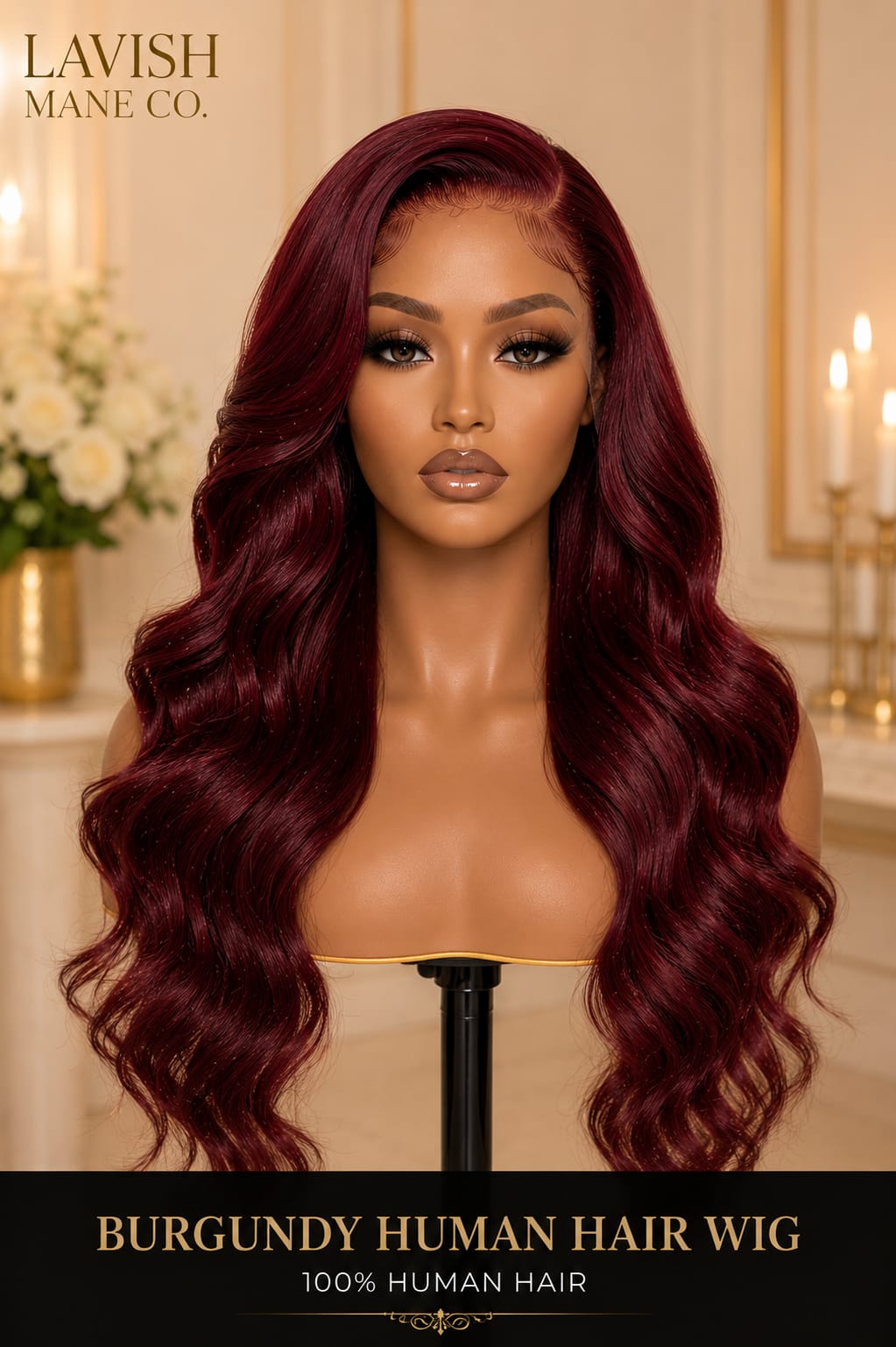 Burgundy 100% Human Hair Wig