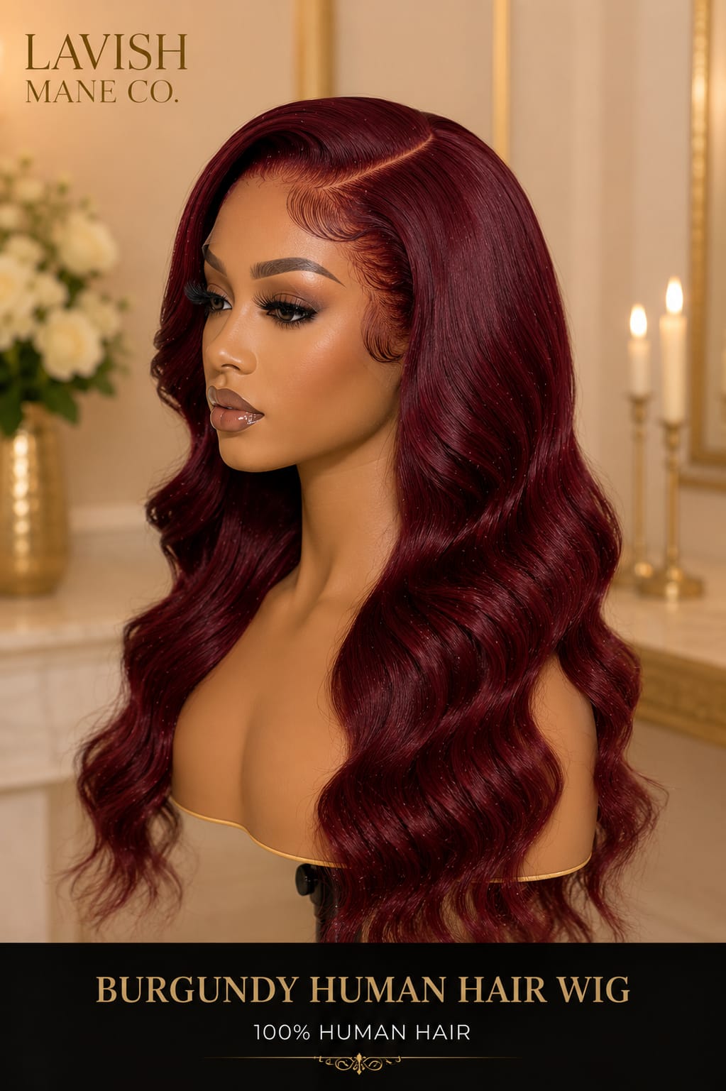 Burgundy 100% Human Hair Wig