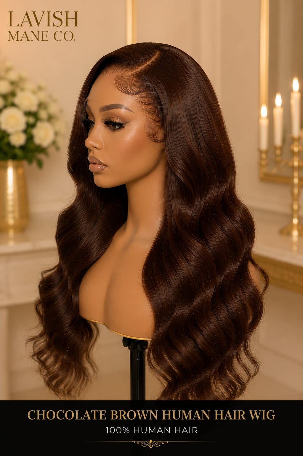 Chocolate Brown Human Hair Wig