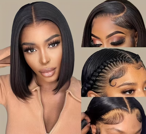 10 inch Brazilian Virgin Human Hair Glueless Frontal Bob Wig