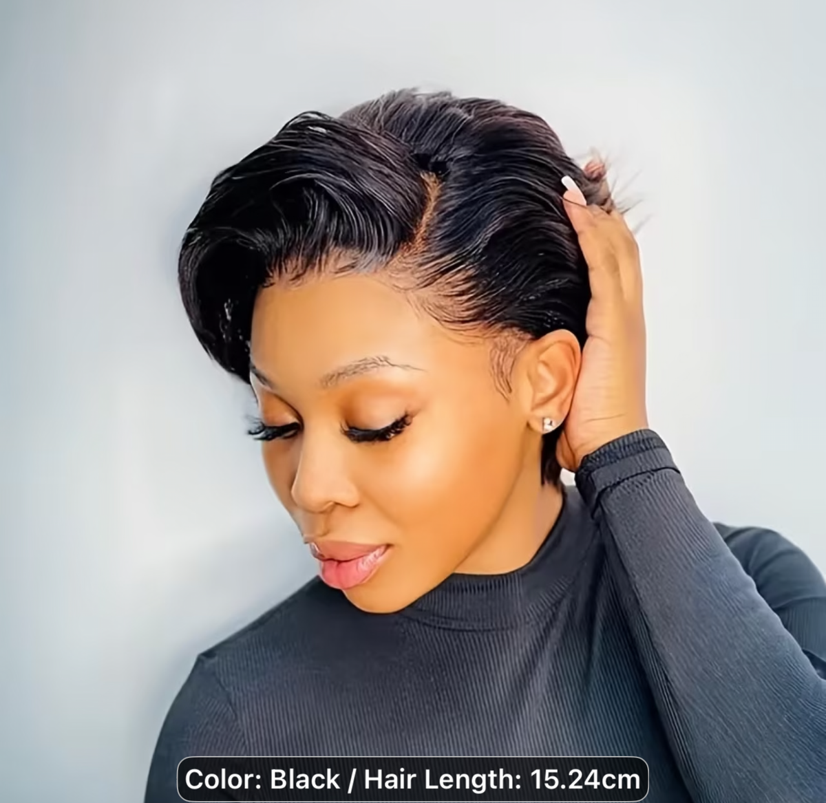 6” Natural Black Pixie Cut – 100% Human Hair | Glueless Wig