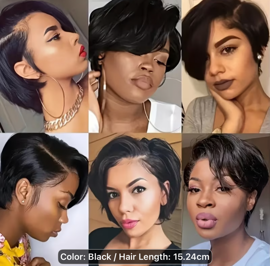 6” Natural Black Pixie Cut – 100% Human Hair | Glueless Wig