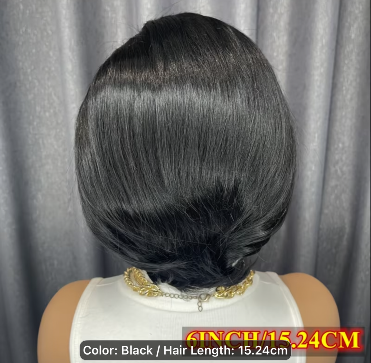 6” Natural Black Pixie Cut – 100% Human Hair | Glueless Wig