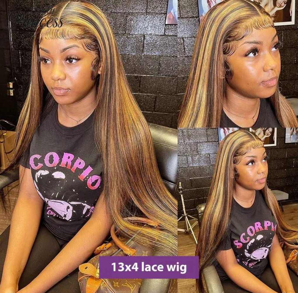 13×4 Highlighted Brown Lace Wig – Glueless Human Hair