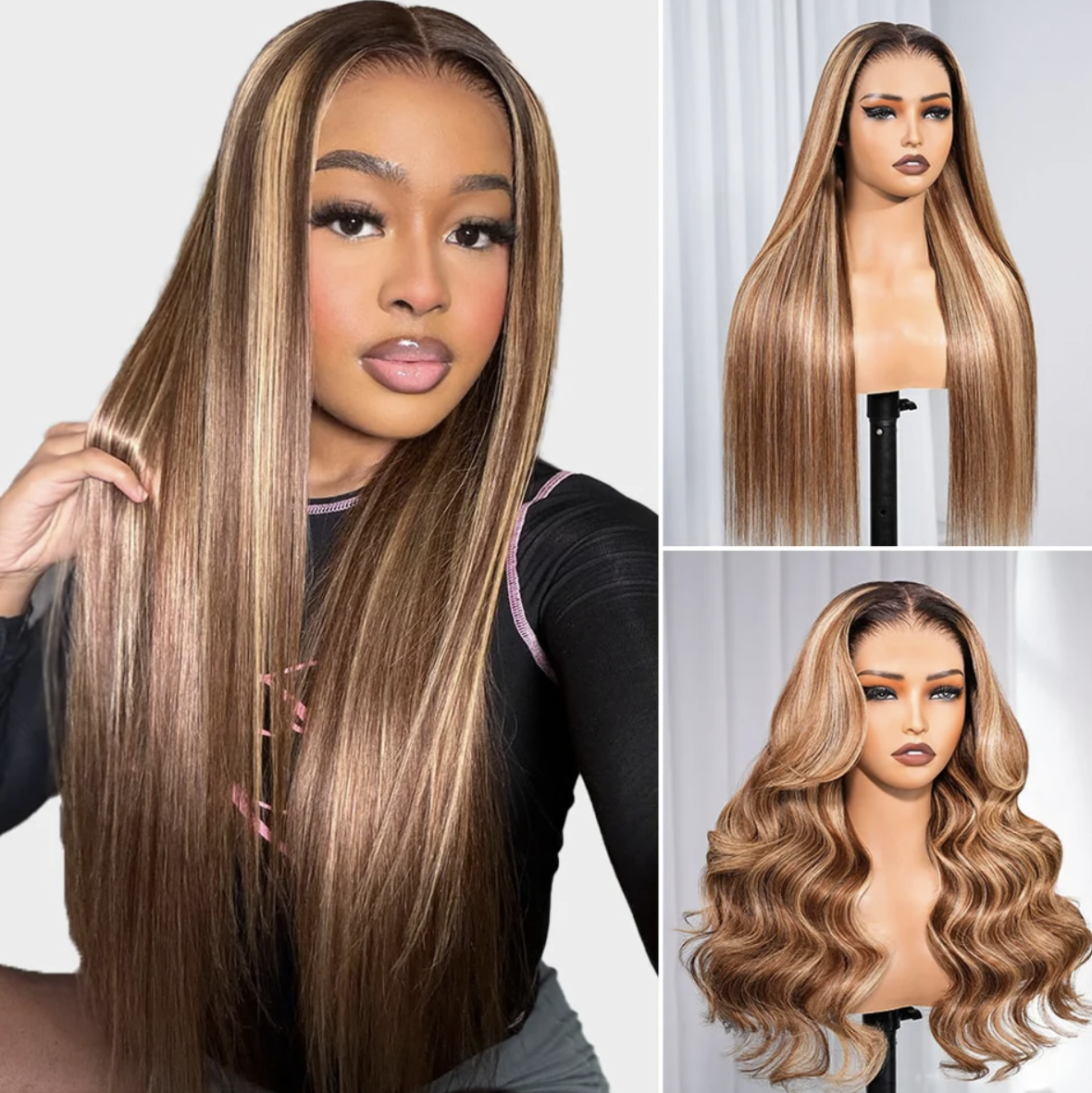 13×4 Highlighted Brown Lace Wig – Glueless Human Hair