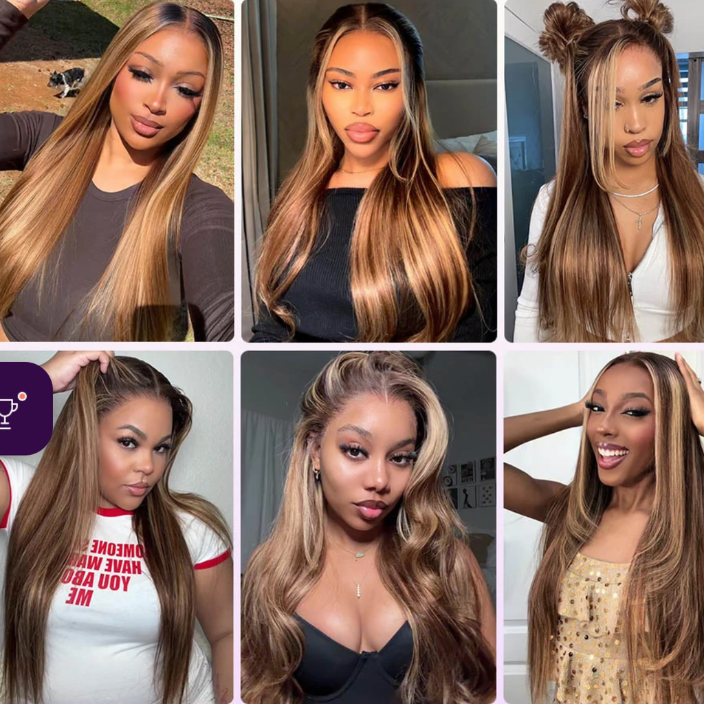 13×4 Highlighted Brown Lace Wig – Glueless Human Hair