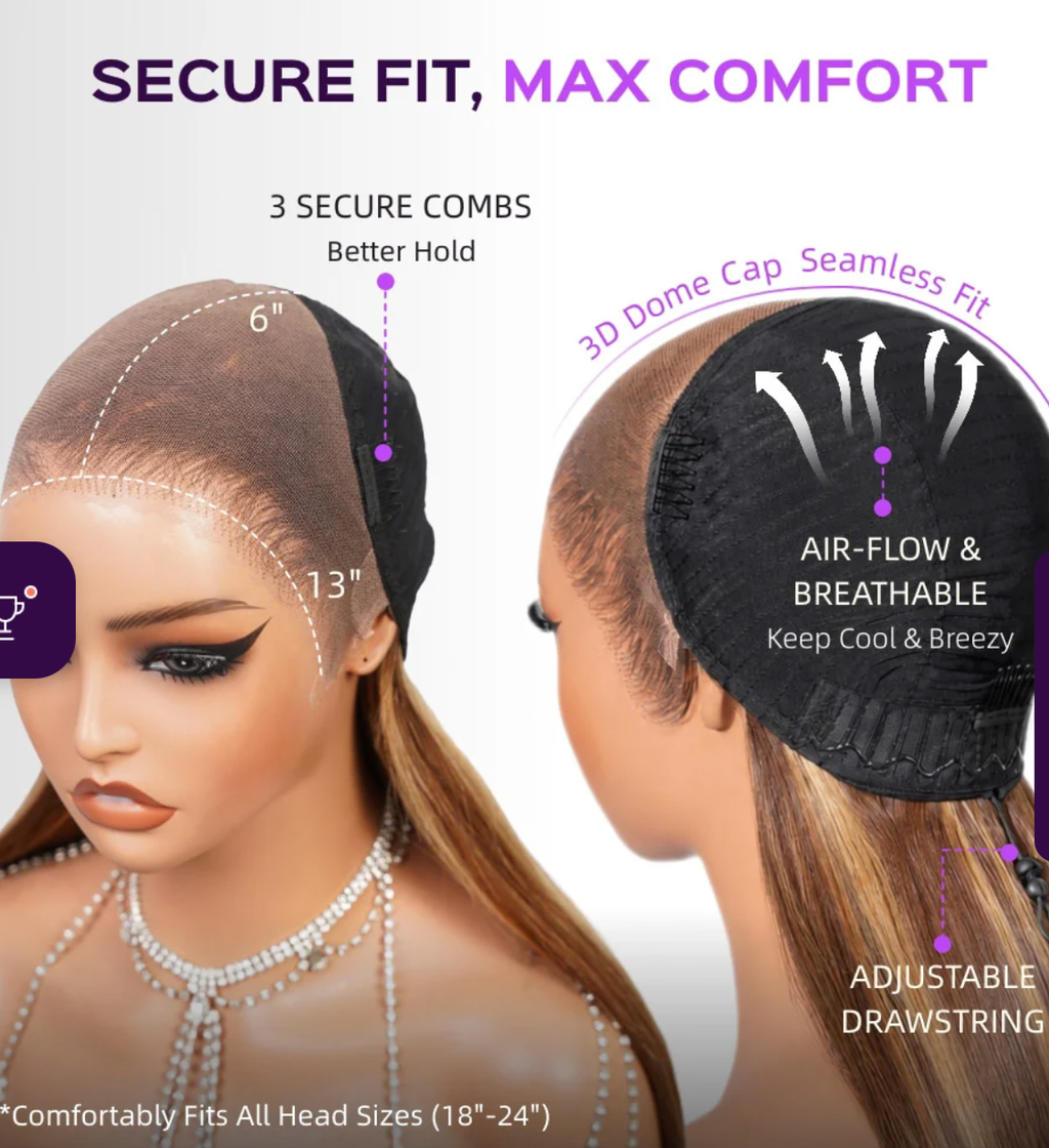 13×4 Highlighted Brown Lace Wig – Glueless Human Hair
