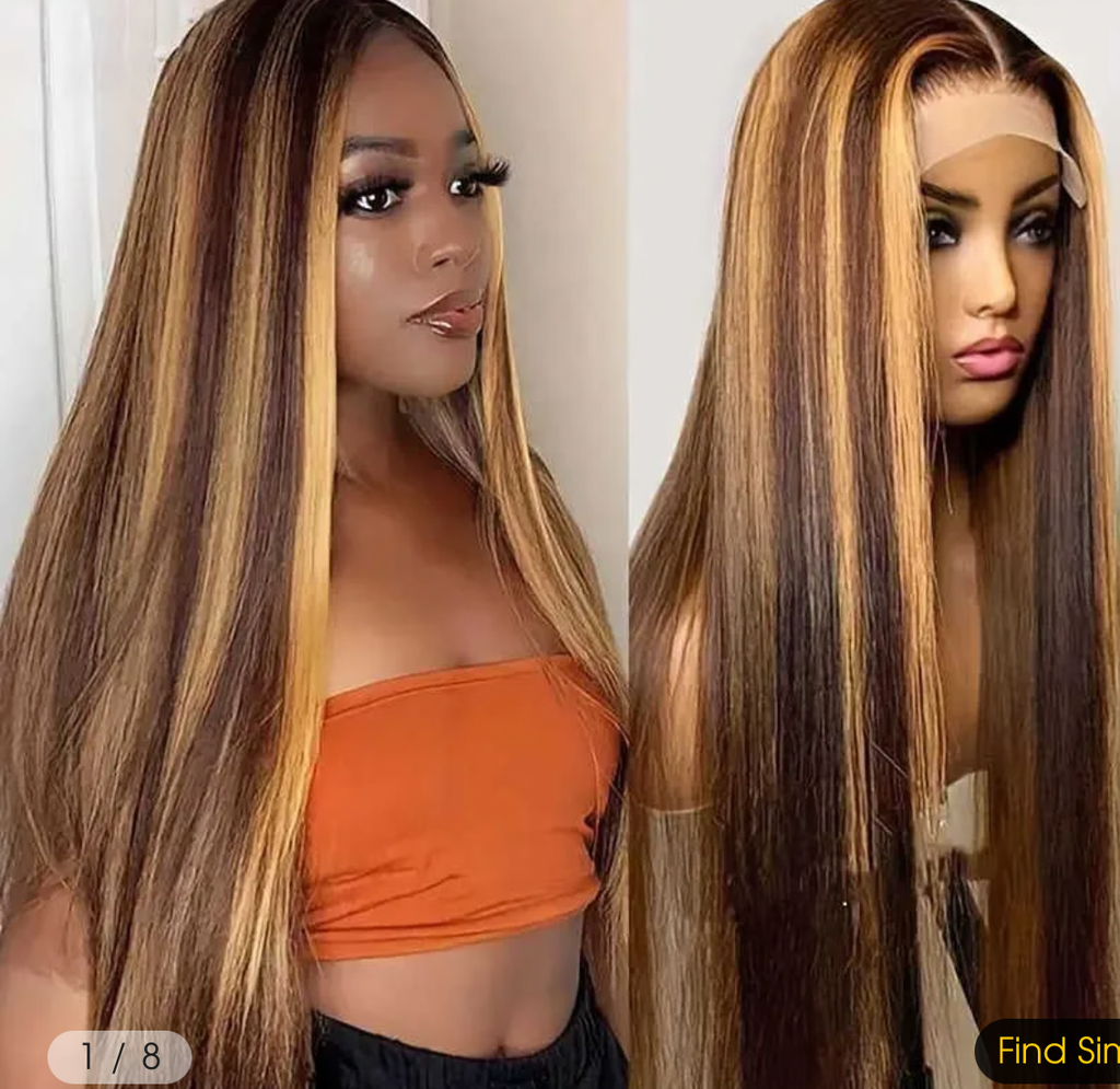 13×4 Highlighted Brown Lace Wig – Glueless Human Hair