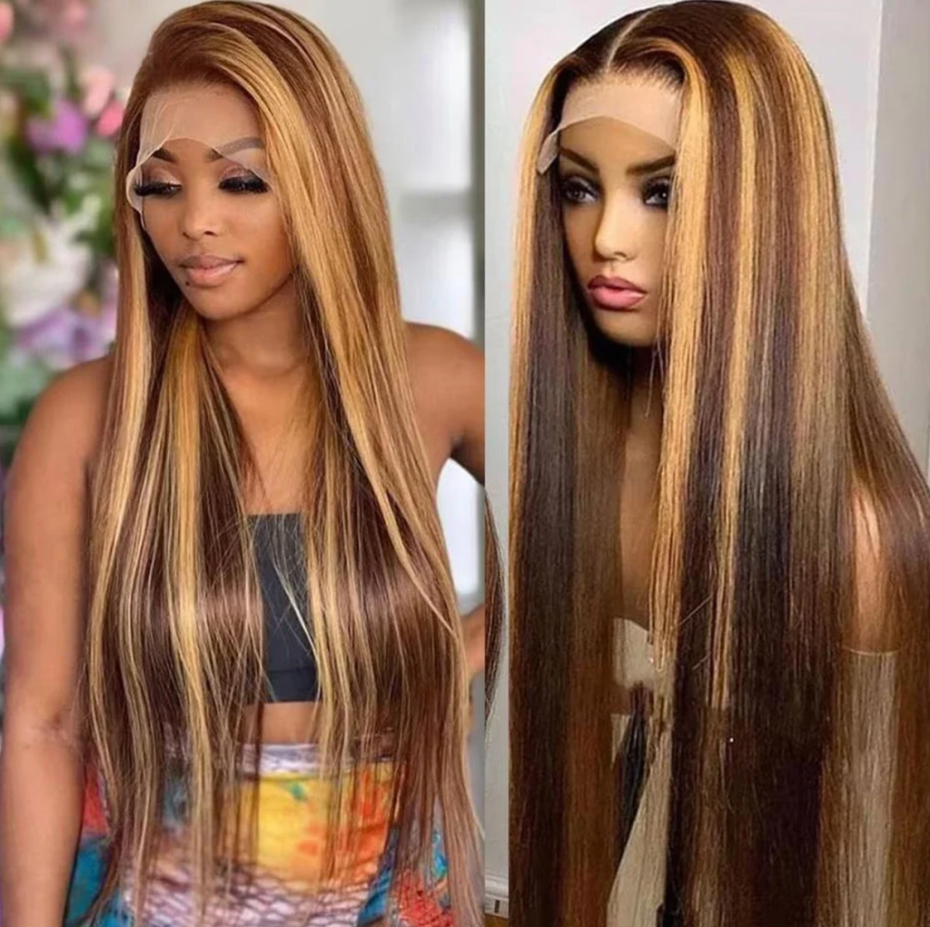 13×4 Highlighted Brown Lace Wig – Glueless Human Hair