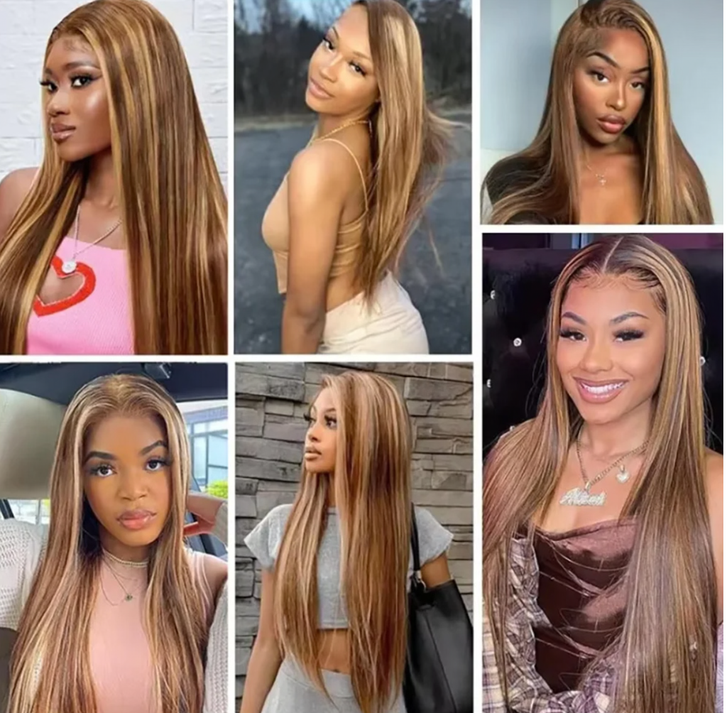 13×4 Highlighted Brown Lace Wig – Glueless Human Hair