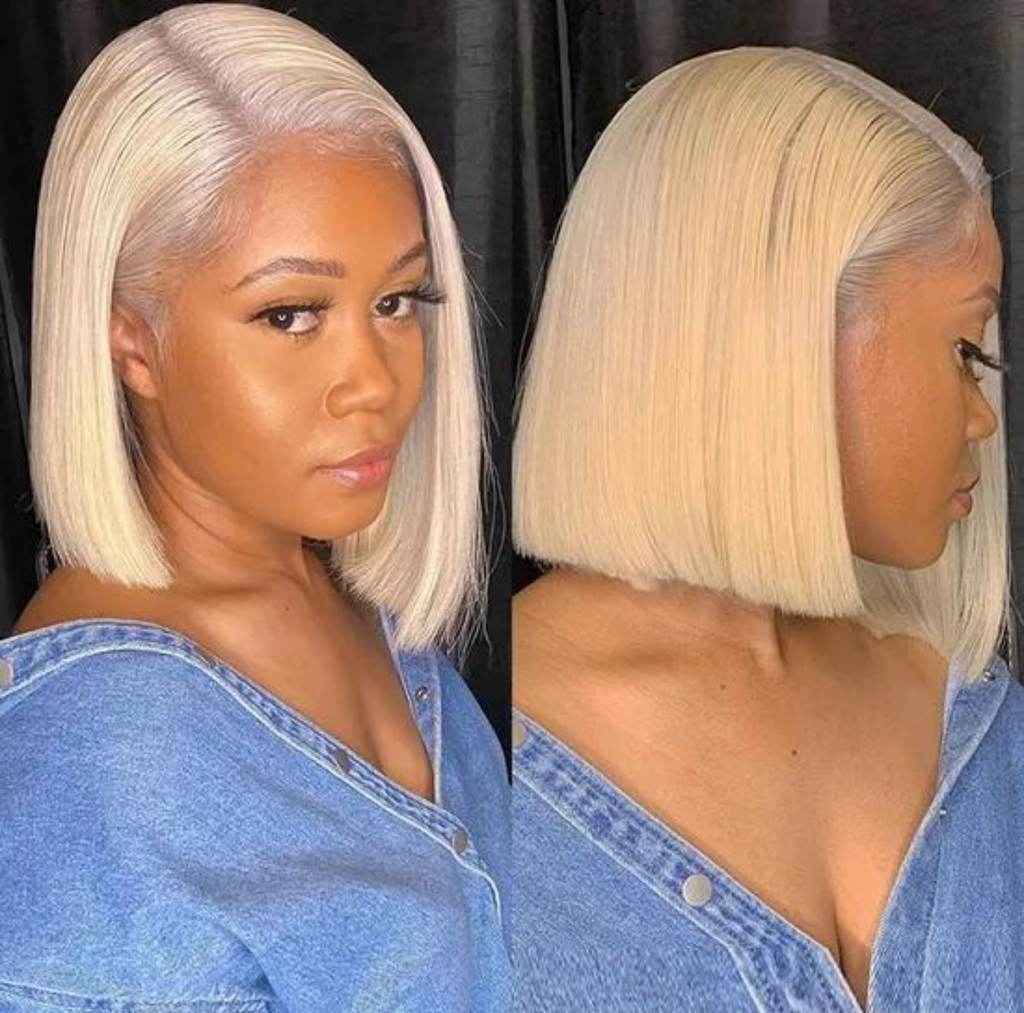 10” Glueless Warm Light Blonde Bob 100% Human Hair Wig