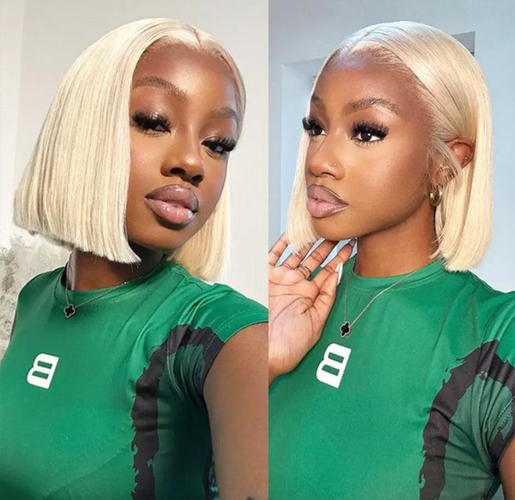 10” Glueless Warm Light Blonde Bob 100% Human Hair Wig