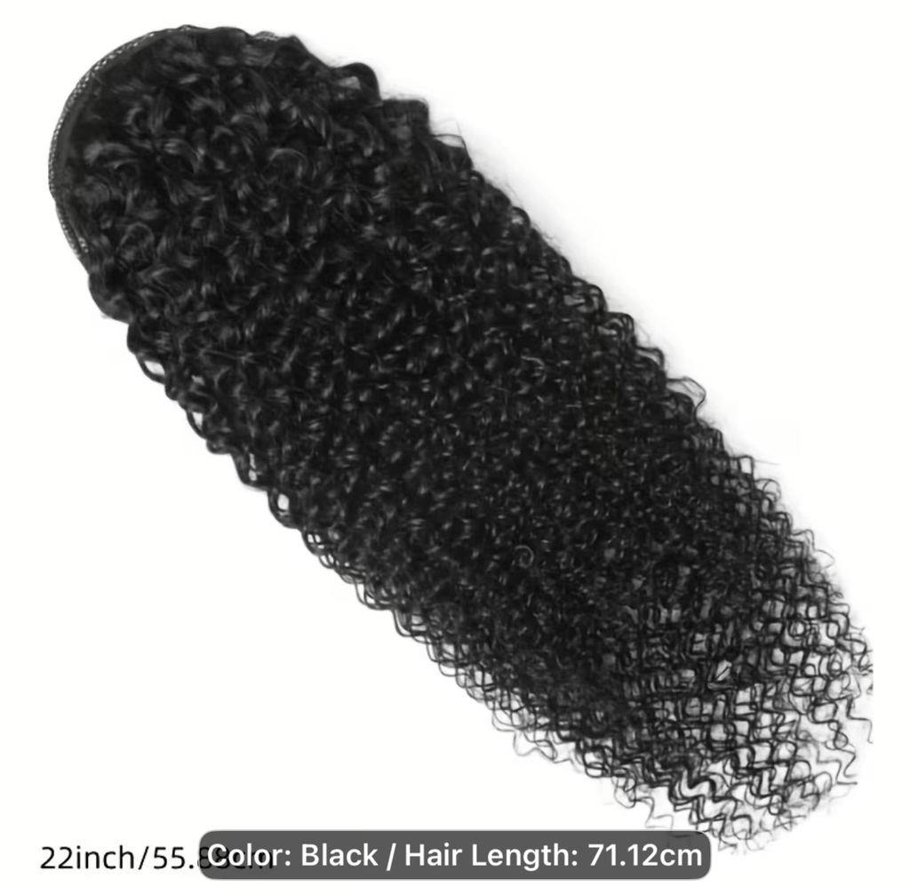 28” Kinky/Jerry Curly Ponytail – 100% Human Hair | Clip-In Drawstring Ponytail