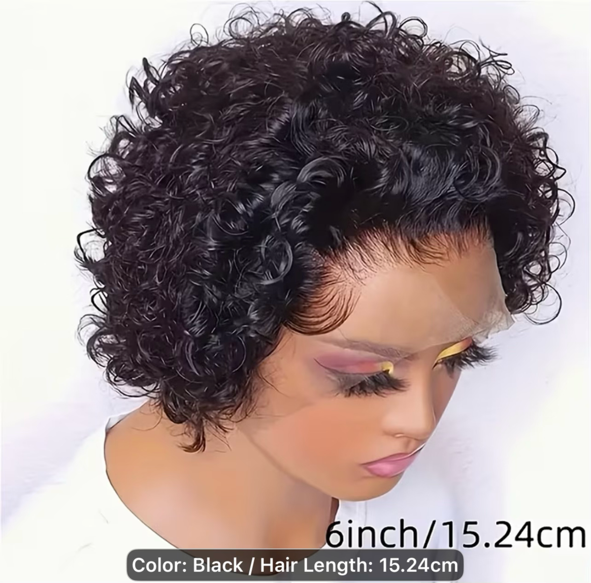 Curly Wavy Pixie Cut – 100% Human Hair | Glueless