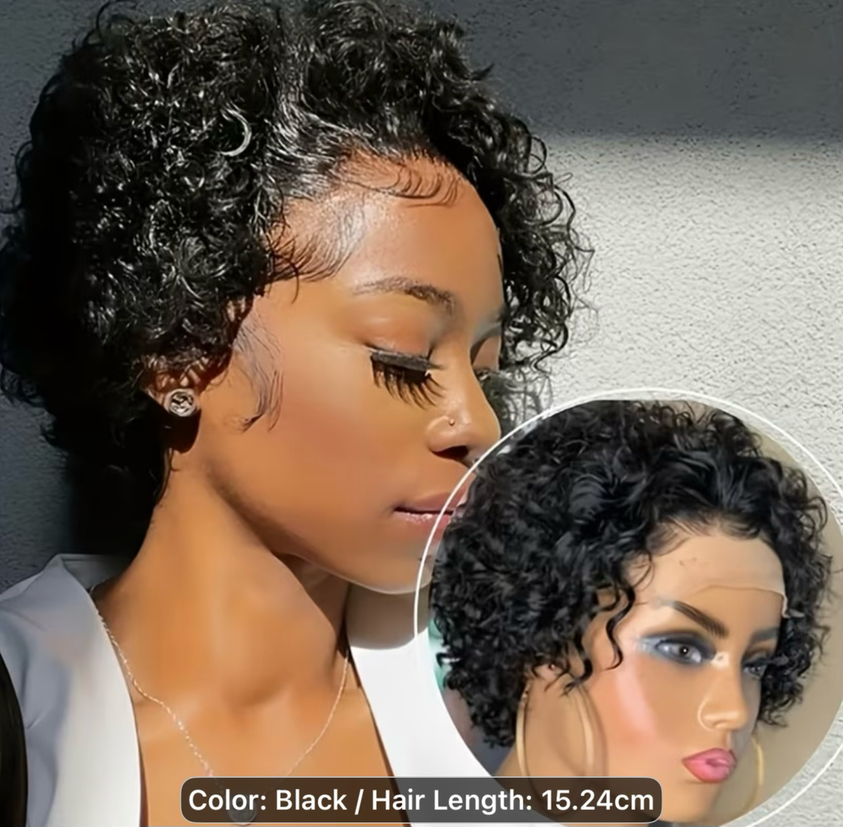 Curly Wavy Pixie Cut – 100% Human Hair | Glueless