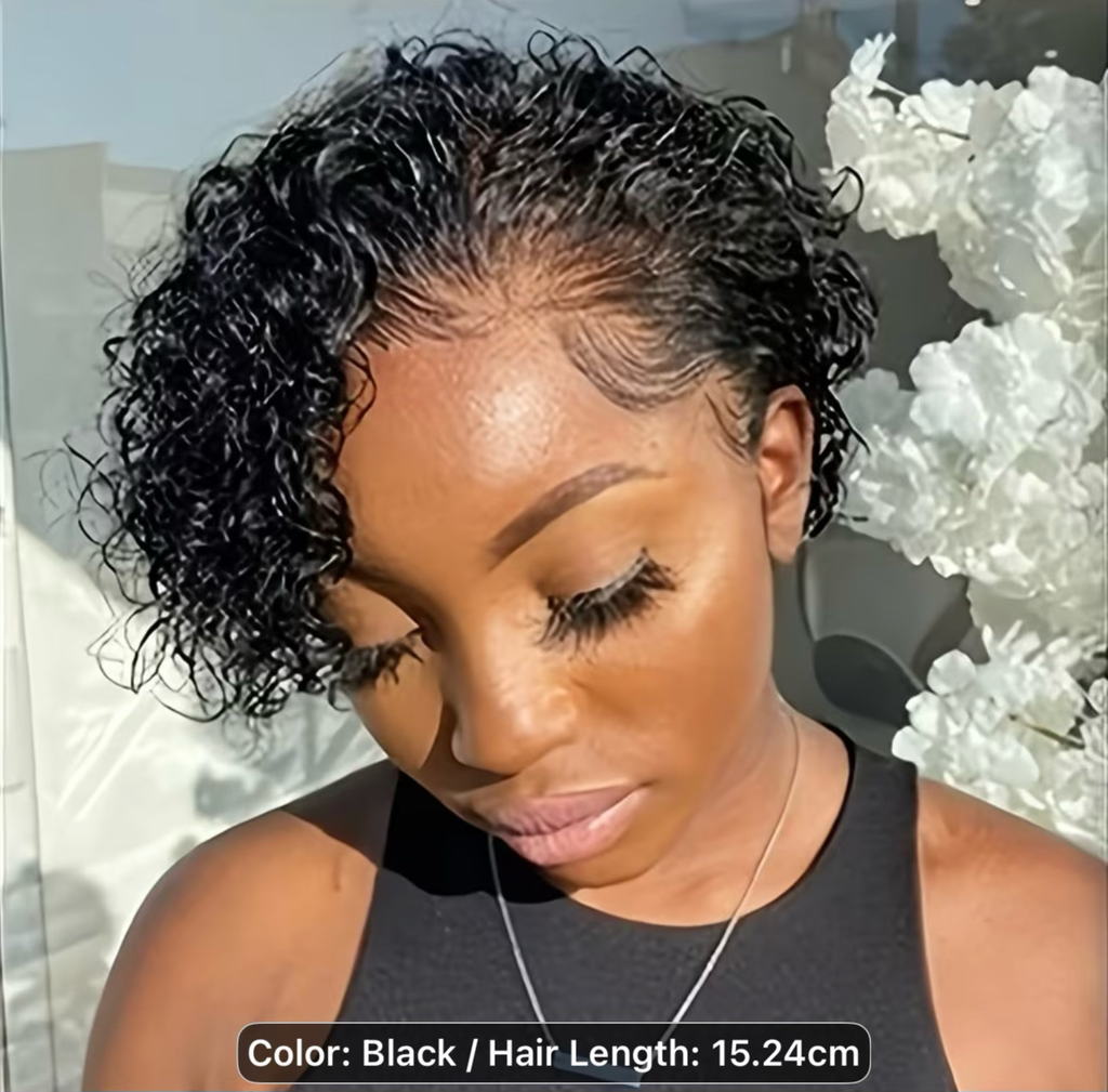Curly Wavy Pixie Cut – 100% Human Hair | Glueless