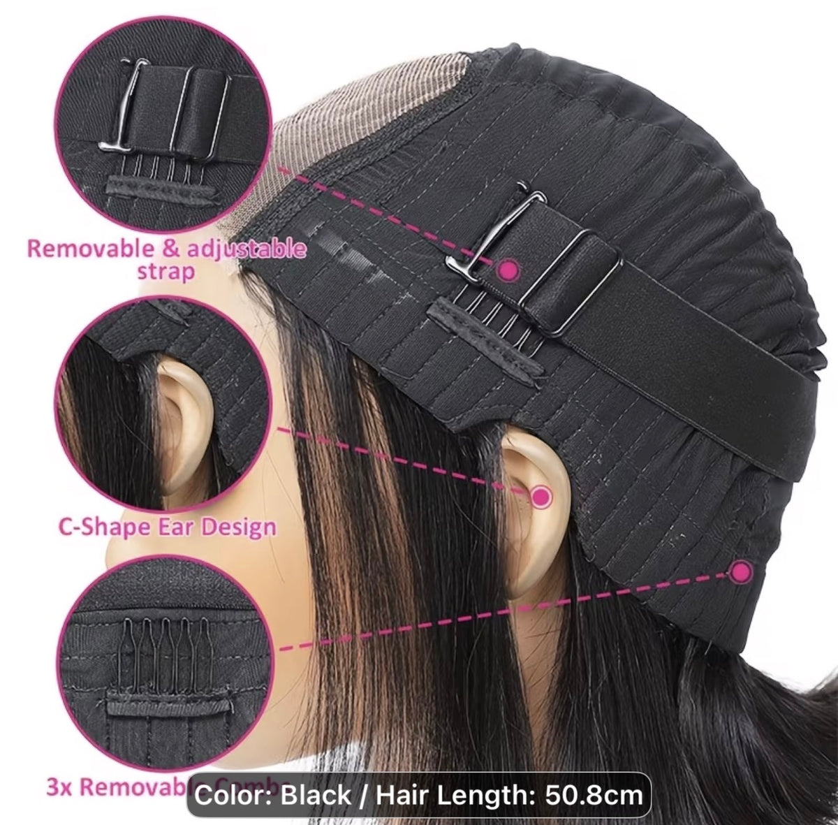 Glueless Straight HD Lace Frontal Wig – 100% Human Hair | SA