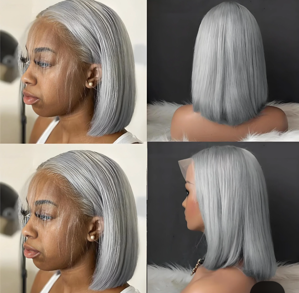12″ Gray Wig – 100% Human Hair | Glueless