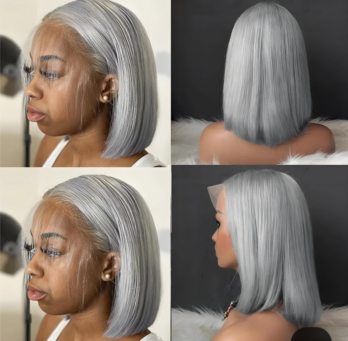12″ Gray Wig – 100% Human Hair | Glueless