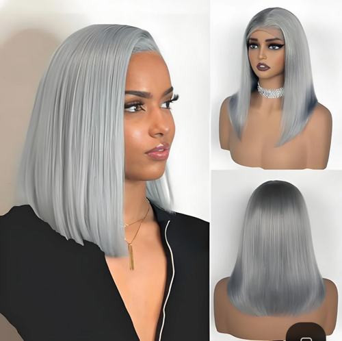 12″ Gray Wig – 100% Human Hair | Glueless
